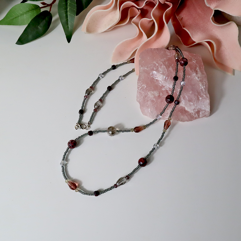 Granatkette & Ohrringe