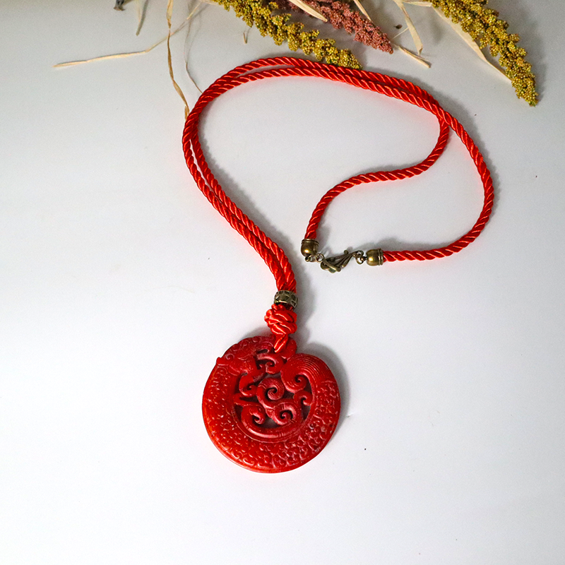 Kordelkette / Jade Anhänger