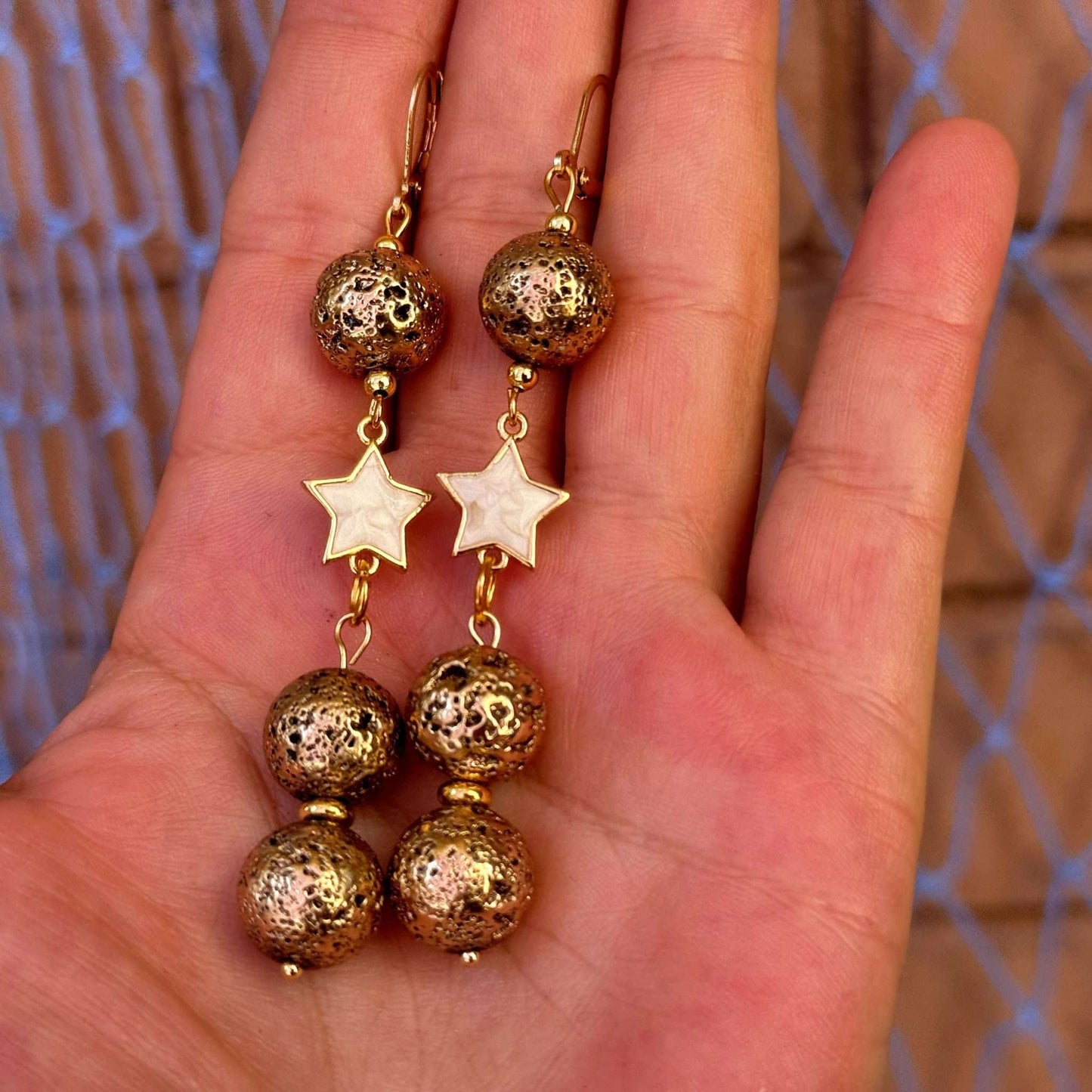 Lavastein, Sterne, Ohrringe