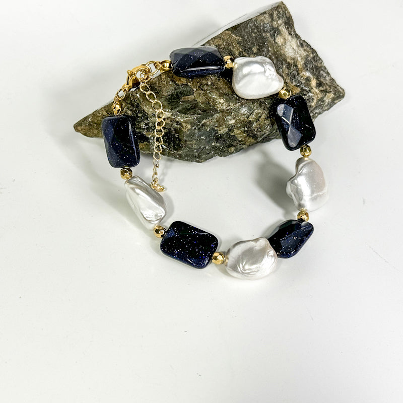 Perlen-Blaufluss Armband