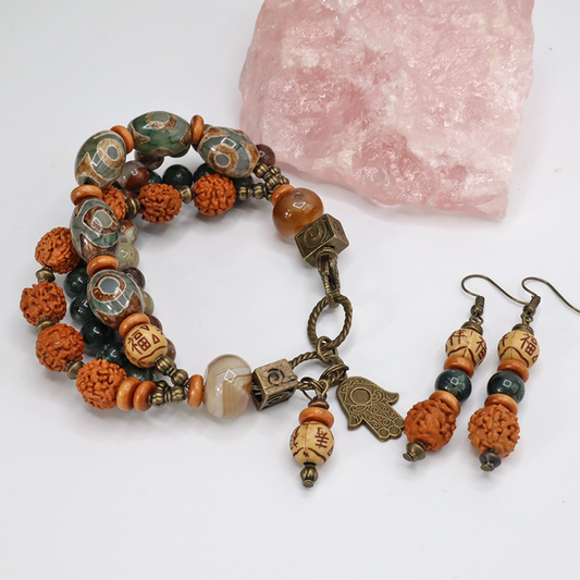 Achat-Malaperlen Schmuckset
