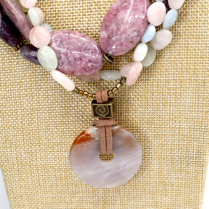 Lepidolith, Amethyst, Beryll Collier