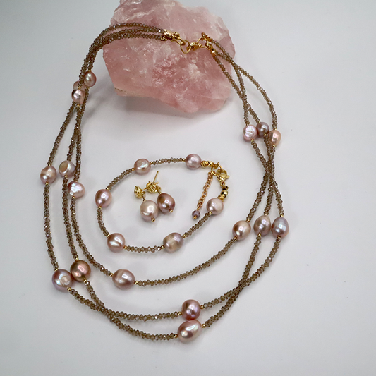 Rosa-Perlen Schmuckset