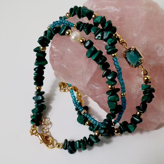 Malachit Armband-Set