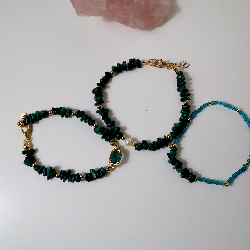 Malachit Armband-Set
