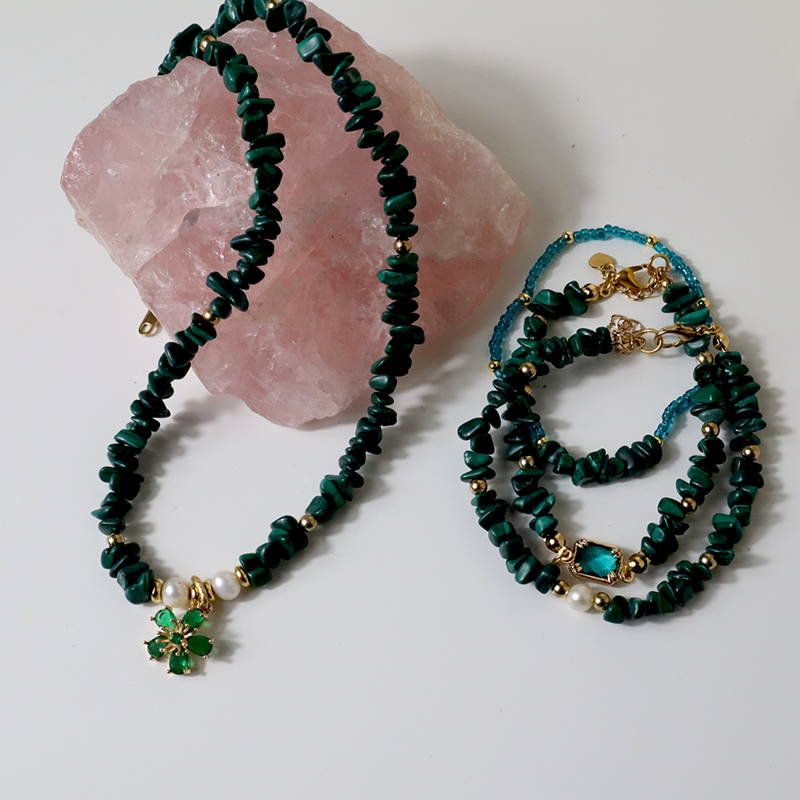 Malachit Armband-Set
