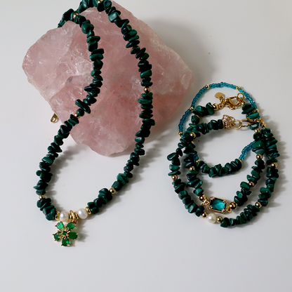 Malachit Armband-Set