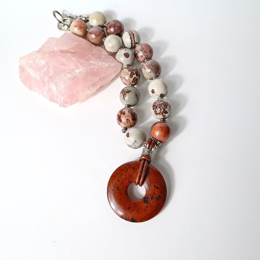 Porzellanit - Blumen Jaspis Halskette