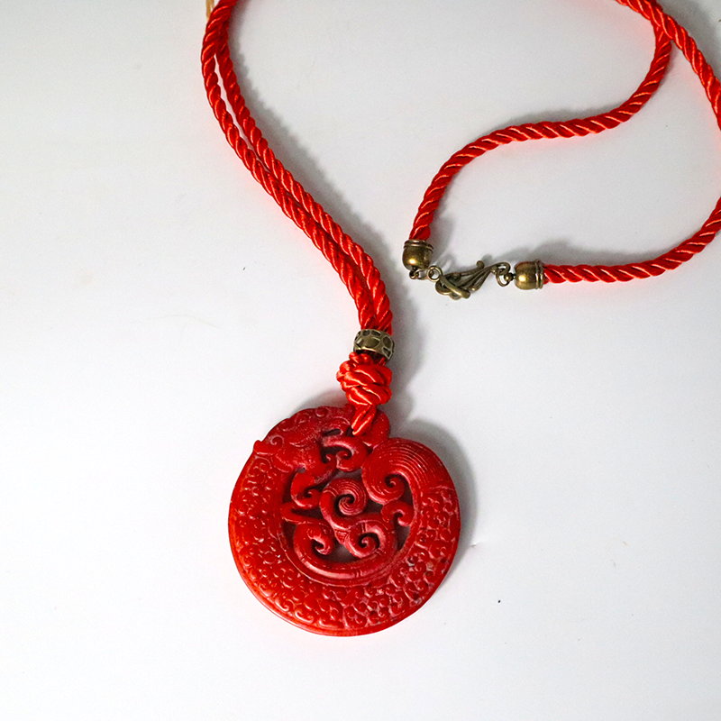 Kordelkette / Jade Anhänger