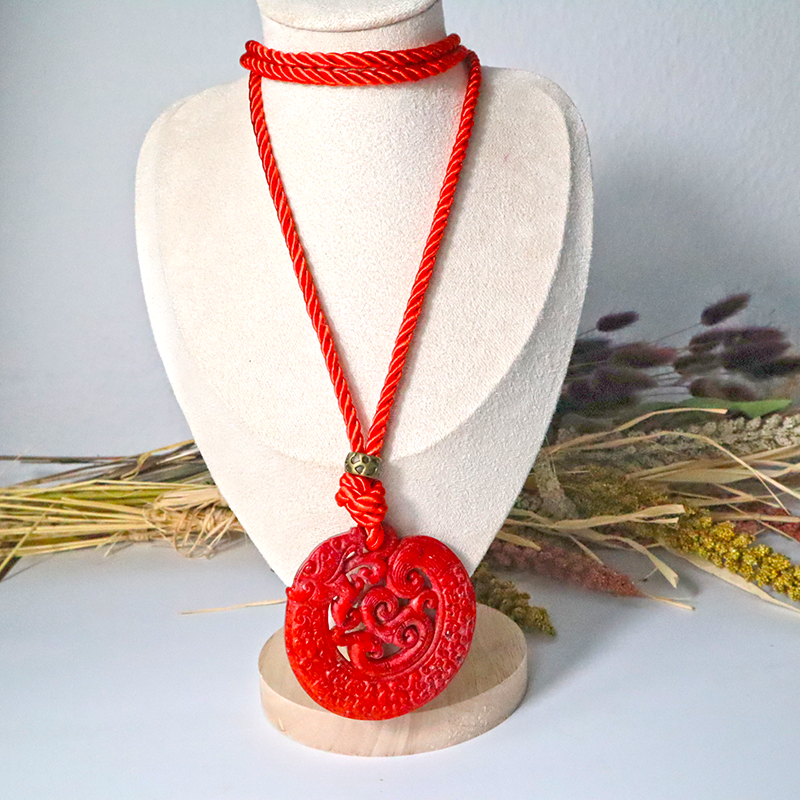 Kordelkette / Jade Anhänger