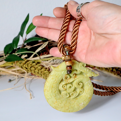 Kordelkette / Jade Anhänger