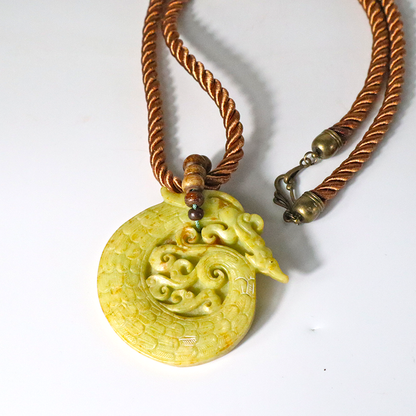 Kordelkette / Jade Anhänger