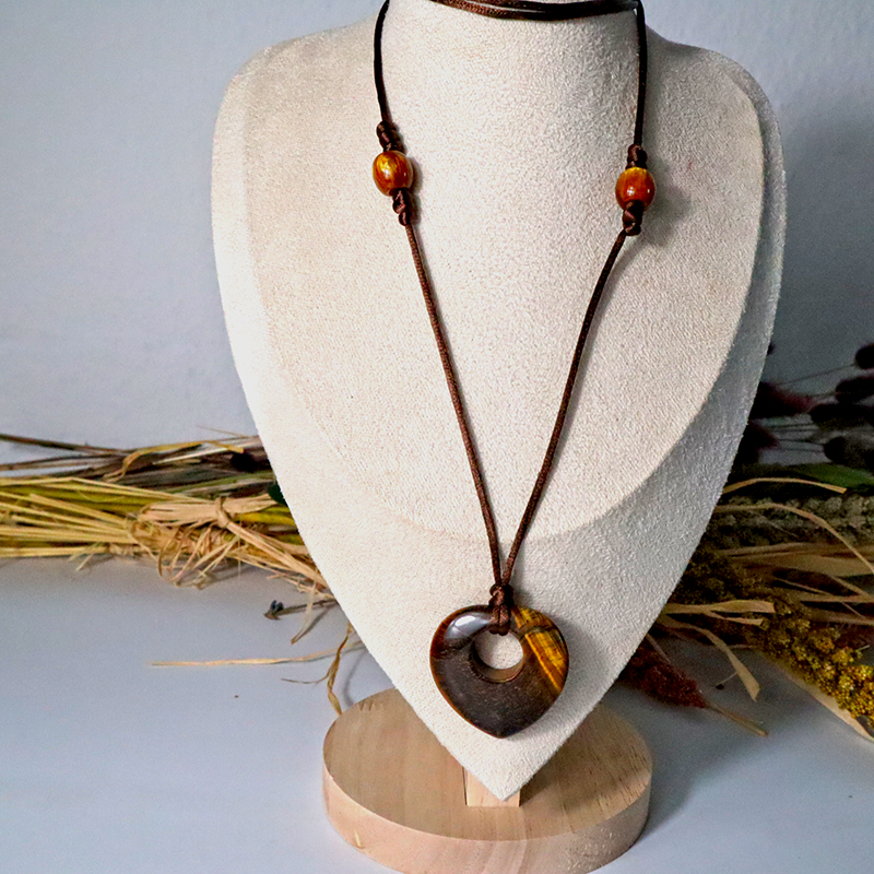 Kordelkette / Tigerauge Anhänger