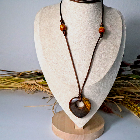 Kordelkette / Tigerauge Anhänger