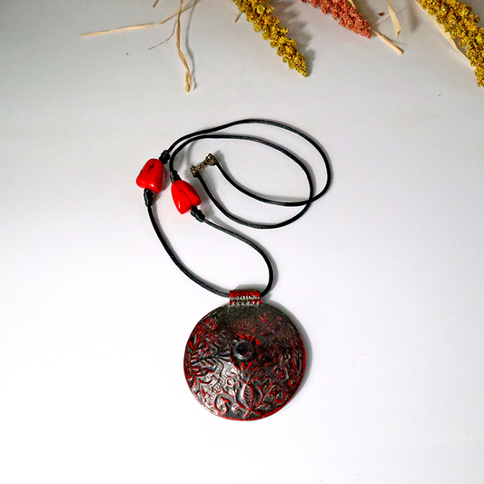 Kordelkette / schwarz-rot