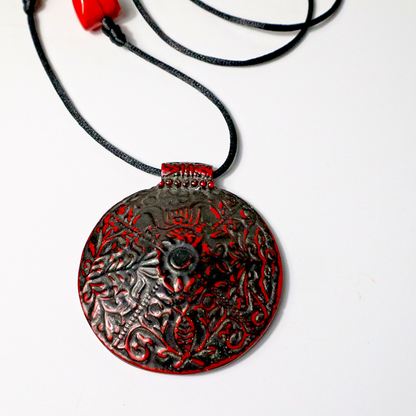 Kordelkette / schwarz-rot