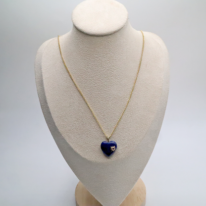 Gold-plattierte Halskette mit Lapislazuli-Herz