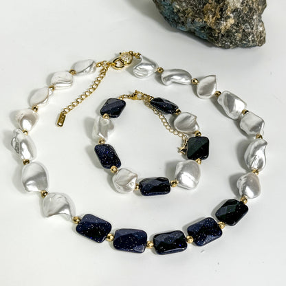 Perlen-Blaufluss Armband
