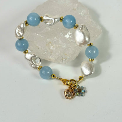 Chalcedon-Perlen Armband